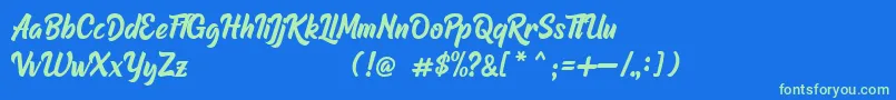 Raphtalia DEMO Font – Green Fonts on Blue Background