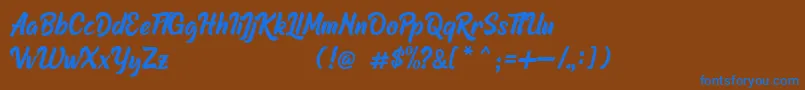 Fonte Raphtalia DEMO – fontes azuis em um fundo marrom