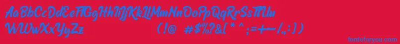 Czcionka Raphtalia DEMO – niebieskie czcionki na czerwonym tle