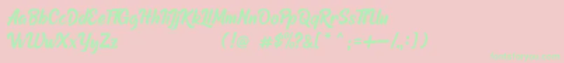 Raphtalia DEMO-Schriftart – Grüne Schriften auf rosa Hintergrund