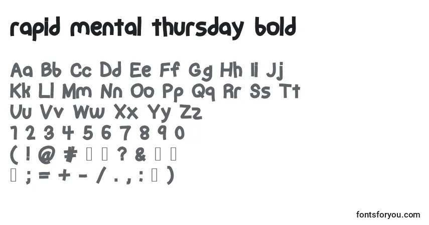 Schriftart Rapid mental thursday bold – Alphabet, Zahlen, spezielle Symbole