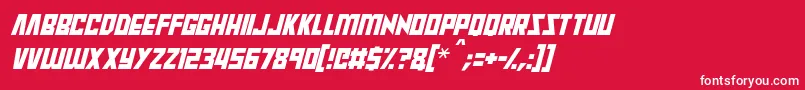フォントRaptors Italic – 赤い背景に白い文字