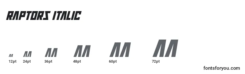 Размеры шрифта Raptors Italic