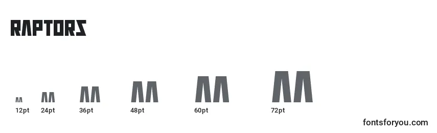 Размеры шрифта Raptors