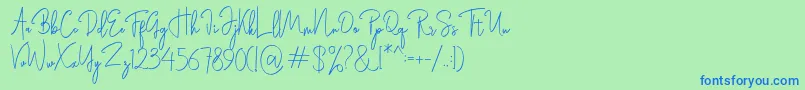 Rasendrya-Schriftart – Blaue Schriften auf grünem Hintergrund