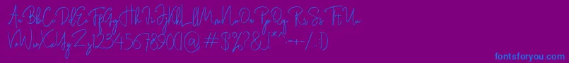 Rasendrya-fontti – siniset fontit violetilla taustalla