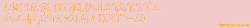 Rasendrya-Schriftart – Orangefarbene Schriften auf rosa Hintergrund