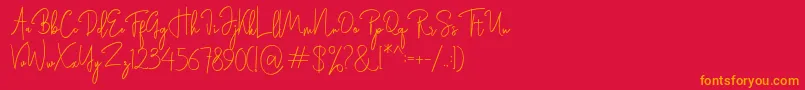 Rasendrya-Schriftart – Orangefarbene Schriften auf rotem Hintergrund