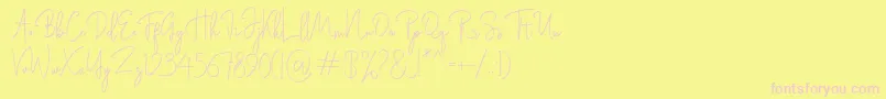 Rasendrya-fontti – vaaleanpunaiset fontit keltaisella taustalla