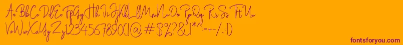 Rasendrya-Schriftart – Violette Schriften auf orangefarbenem Hintergrund