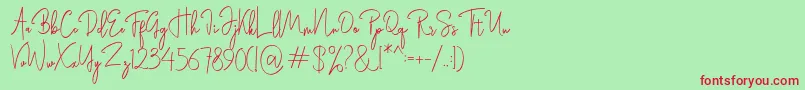 Rasendrya-Schriftart – Rote Schriften auf grünem Hintergrund
