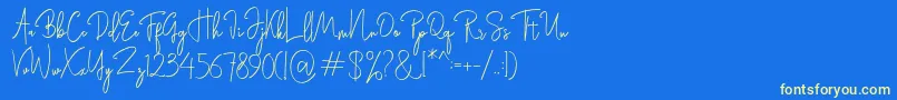 Rasendrya Font – Yellow Fonts on Blue Background