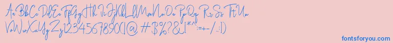 Rasendrya-Schriftart – Blaue Schriften auf rosa Hintergrund