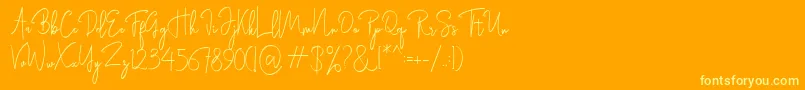 Rasendrya-Schriftart – Gelbe Schriften auf orangefarbenem Hintergrund