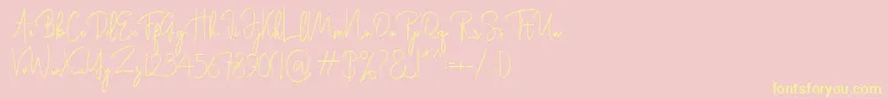 Rasendrya-Schriftart – Gelbe Schriften auf rosa Hintergrund