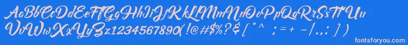 Rashfeng-Schriftart – Rosa Schriften auf blauem Hintergrund