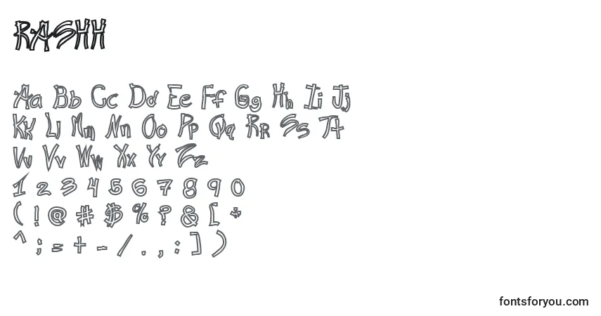 A fonte RASHH   (138196) – alfabeto, números, caracteres especiais
