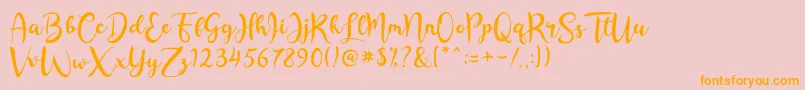 Rashida Script-Schriftart – Orangefarbene Schriften auf rosa Hintergrund