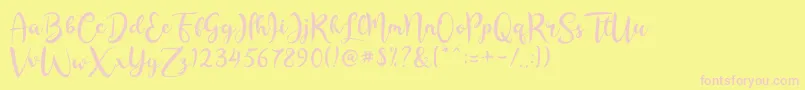 Rashida Script-fontti – vaaleanpunaiset fontit keltaisella taustalla