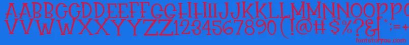フォントRasionil – 赤い文字の青い背景