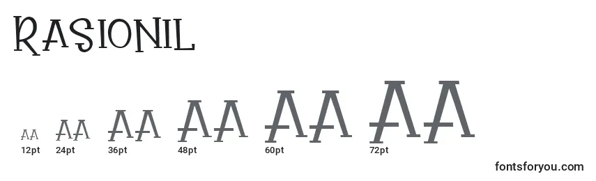 Размеры шрифта Rasionil