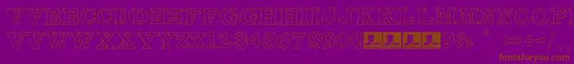 MalditaComebolsas-Schriftart – Braune Schriften auf violettem Hintergrund