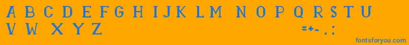 RASMINA HS 60-Schriftart – Blaue Schriften auf orangefarbenem Hintergrund