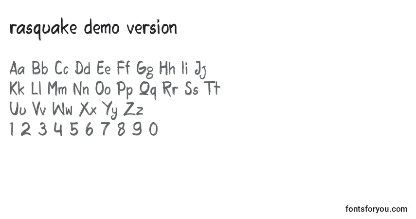 Fuente Rasquake demo version - alfabeto, números, caracteres especiales