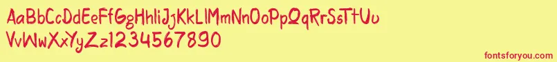 rasquake demo version-Schriftart – Rote Schriften auf gelbem Hintergrund