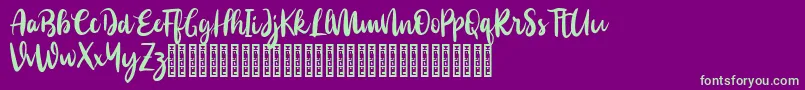 Rassain Demo-Schriftart – Grüne Schriften auf violettem Hintergrund