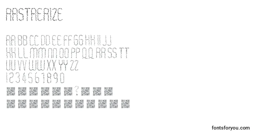 Schriftart Rastaerize – Alphabet, Zahlen, spezielle Symbole