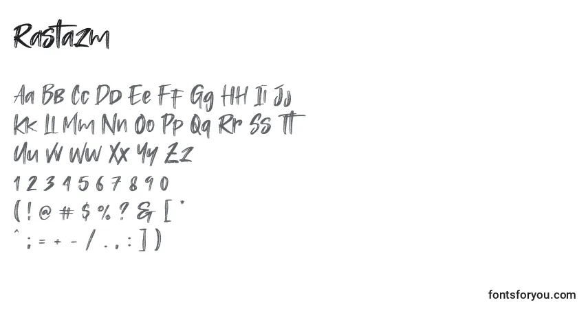 Шрифт Rastazm – алфавит, цифры, специальные символы
