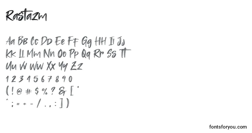 Schriftart Rastazm (138206) – Alphabet, Zahlen, spezielle Symbole