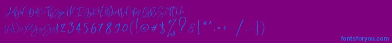 RastyKing Regular-Schriftart – Blaue Schriften auf violettem Hintergrund