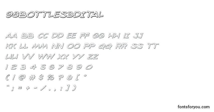 Schriftart 98bottles3Dital – Alphabet, Zahlen, spezielle Symbole