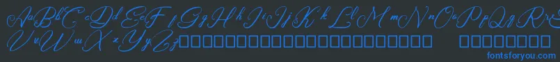 Rasyidin-Schriftart – Blaue Schriften auf schwarzem Hintergrund