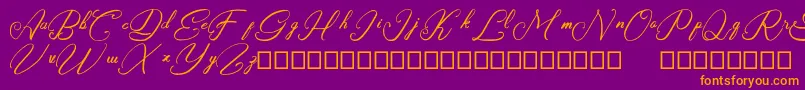 Rasyidin-Schriftart – Orangefarbene Schriften auf violettem Hintergrund