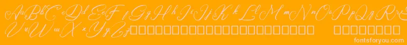 Rasyidin-Schriftart – Rosa Schriften auf orangefarbenem Hintergrund