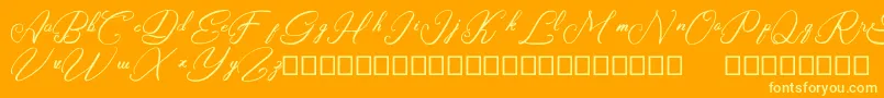 Rasyidin-Schriftart – Gelbe Schriften auf orangefarbenem Hintergrund