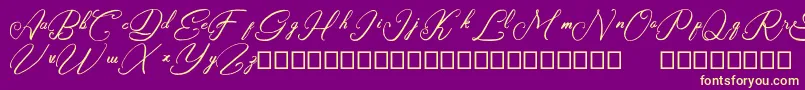 Rasyidin-Schriftart – Gelbe Schriften auf violettem Hintergrund