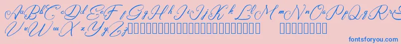 Rasyidin-Schriftart – Blaue Schriften auf rosa Hintergrund