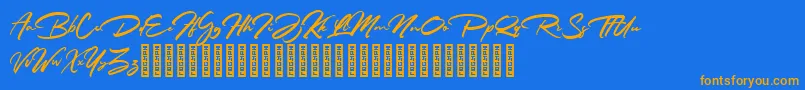 Rathiak Demo Font – Orange Fonts on Blue Background