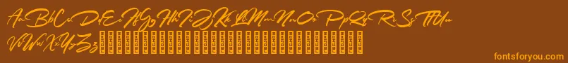 Rathiak Demo Font – Orange Fonts on Brown Background