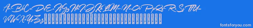 Rathiak Demo-Schriftart – Rosa Schriften auf blauem Hintergrund