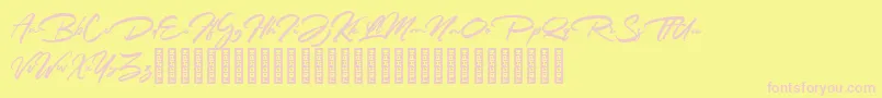 Rathiak Demo-Schriftart – Rosa Schriften auf gelbem Hintergrund