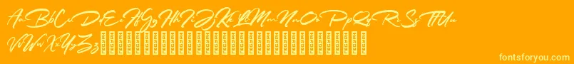 Rathiak Demo Font – Yellow Fonts on Orange Background