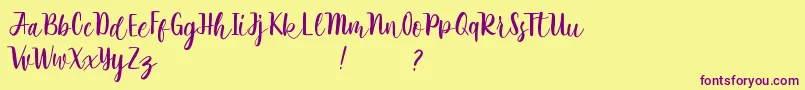 Fonte Rathyland – fontes roxas em um fundo amarelo
