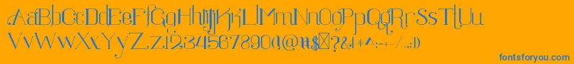 Ratigk-Schriftart – Blaue Schriften auf orangefarbenem Hintergrund