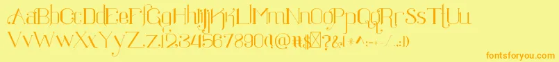 フォントRatigk – オレンジの文字が黄色の背景にあります。