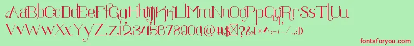 Ratigk-Schriftart – Rote Schriften auf grünem Hintergrund